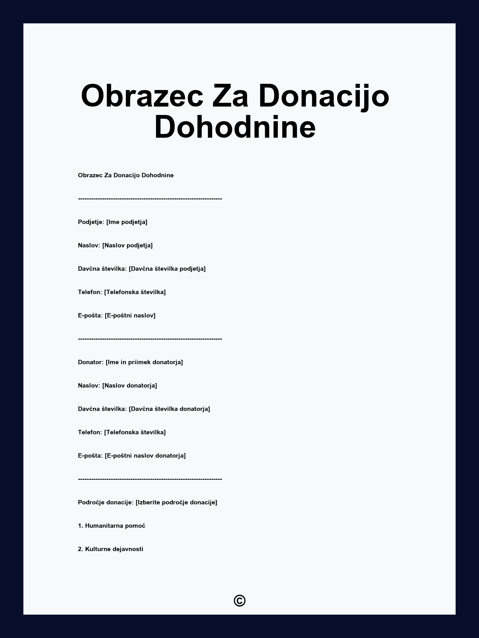 Obrazec Za Donacijo Dohodnine