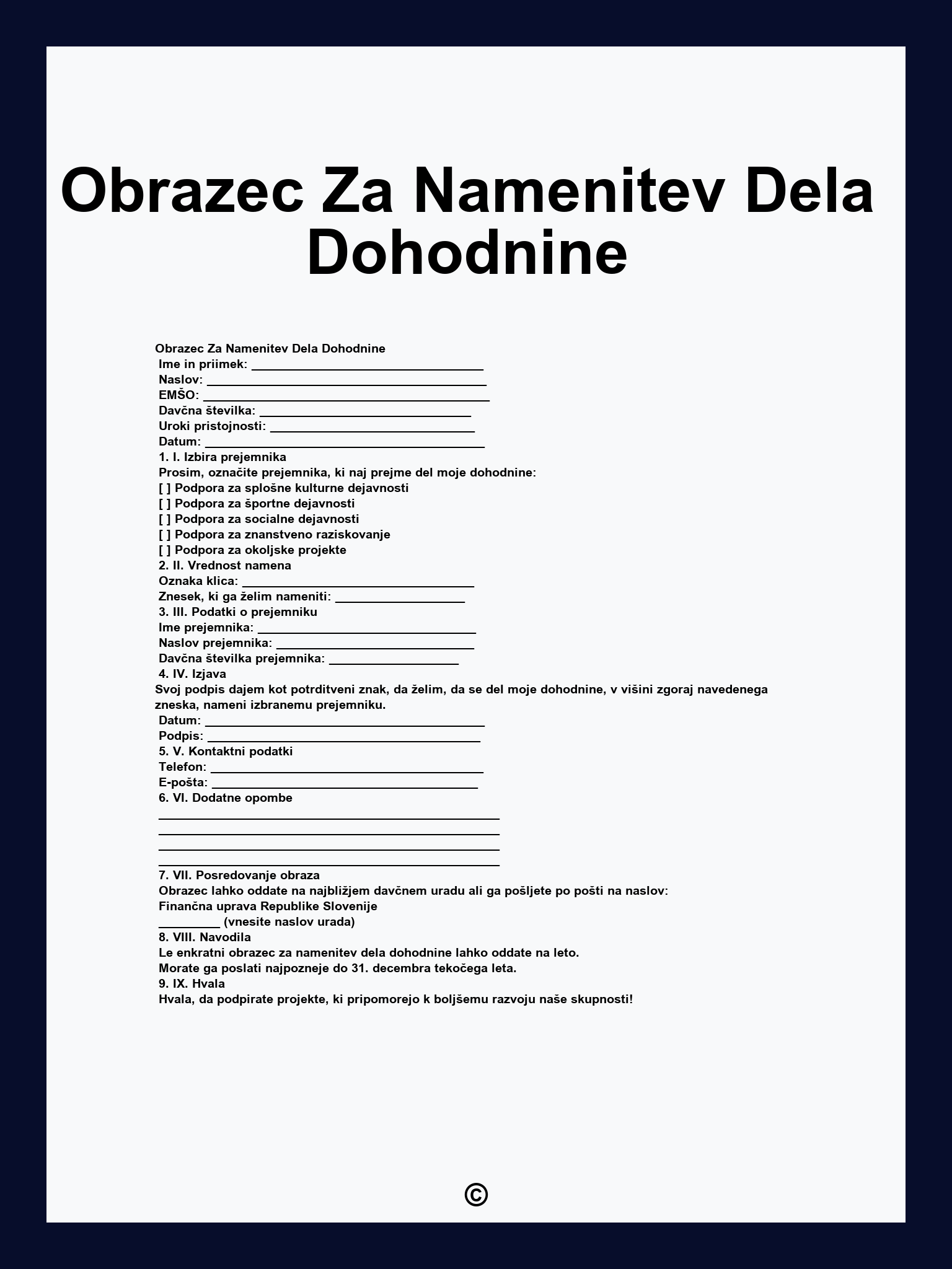 Obrazec Za Namenitev Dela Dohodnine