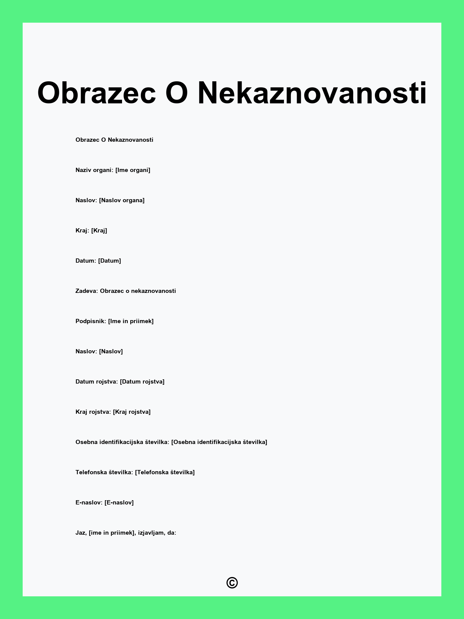 Obrazec O Nekaznovanosti