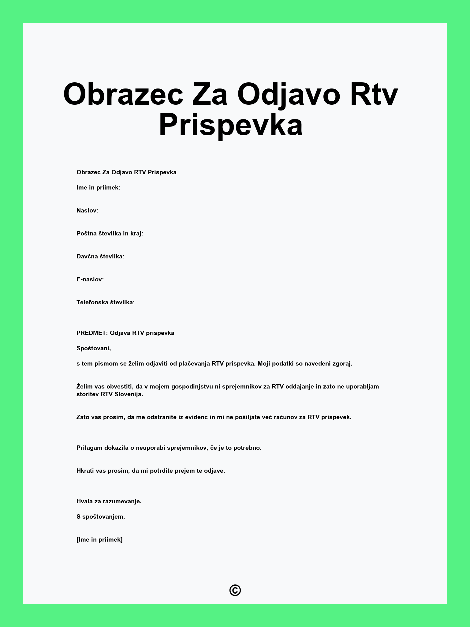 Obrazec Za Odjavo Rtv Prispevka