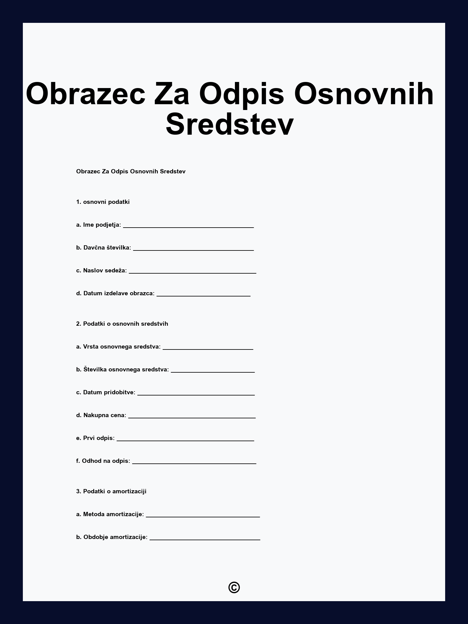 Obrazec Za Odpis Osnovnih Sredstev