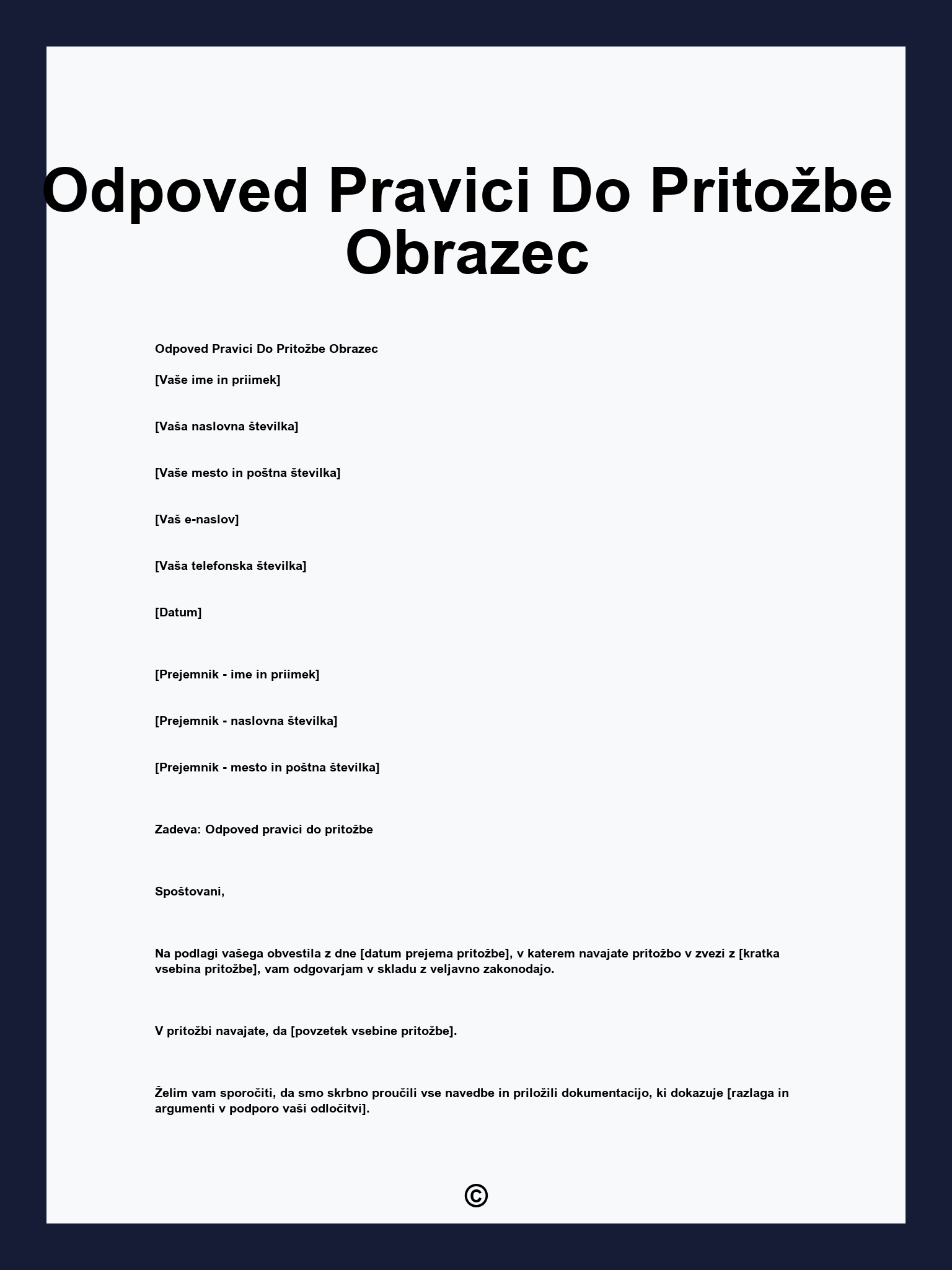 Odpoved Pravici Do Pritožbe Obrazec