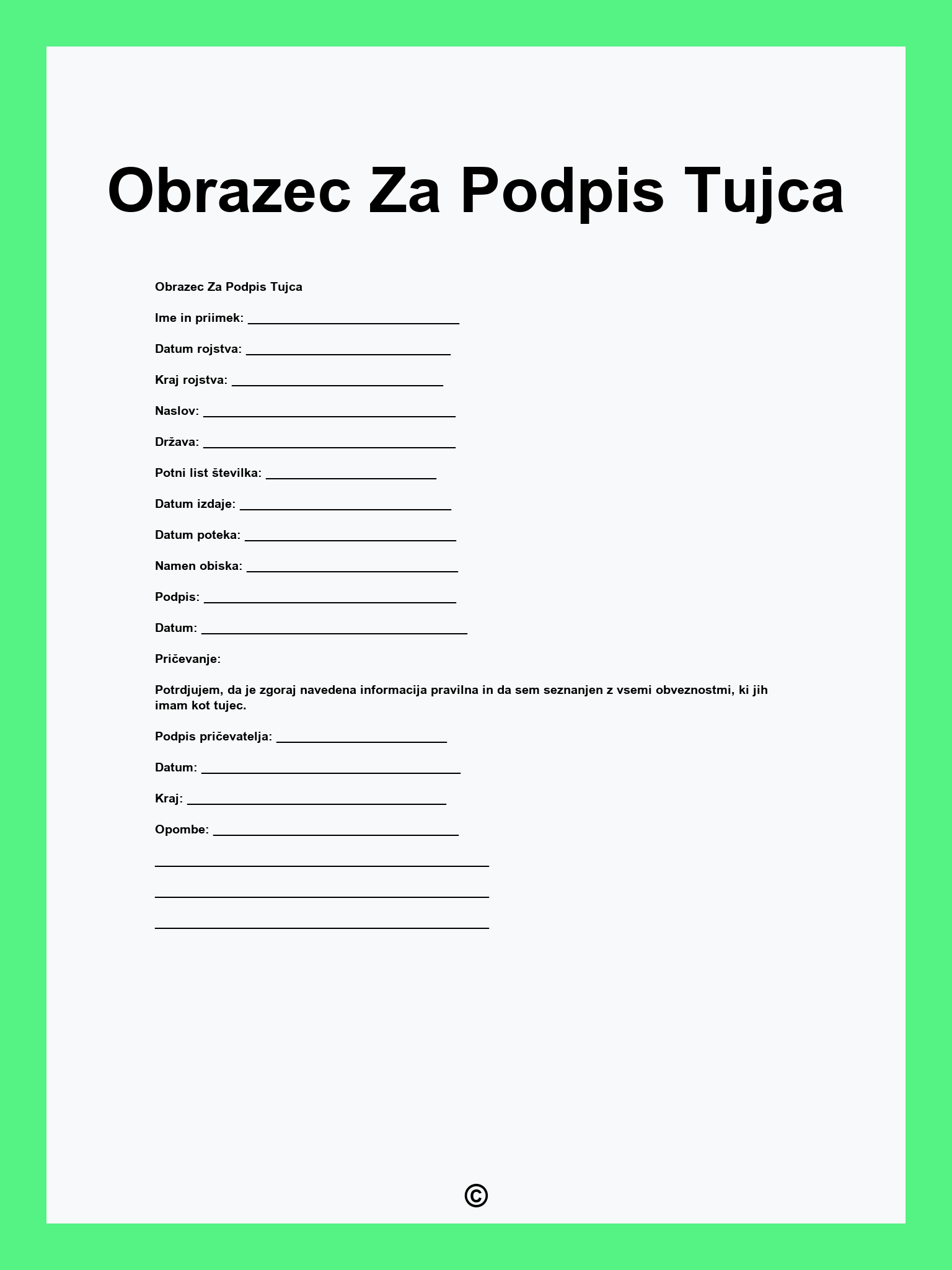 Obrazec Za Podpis Tujca