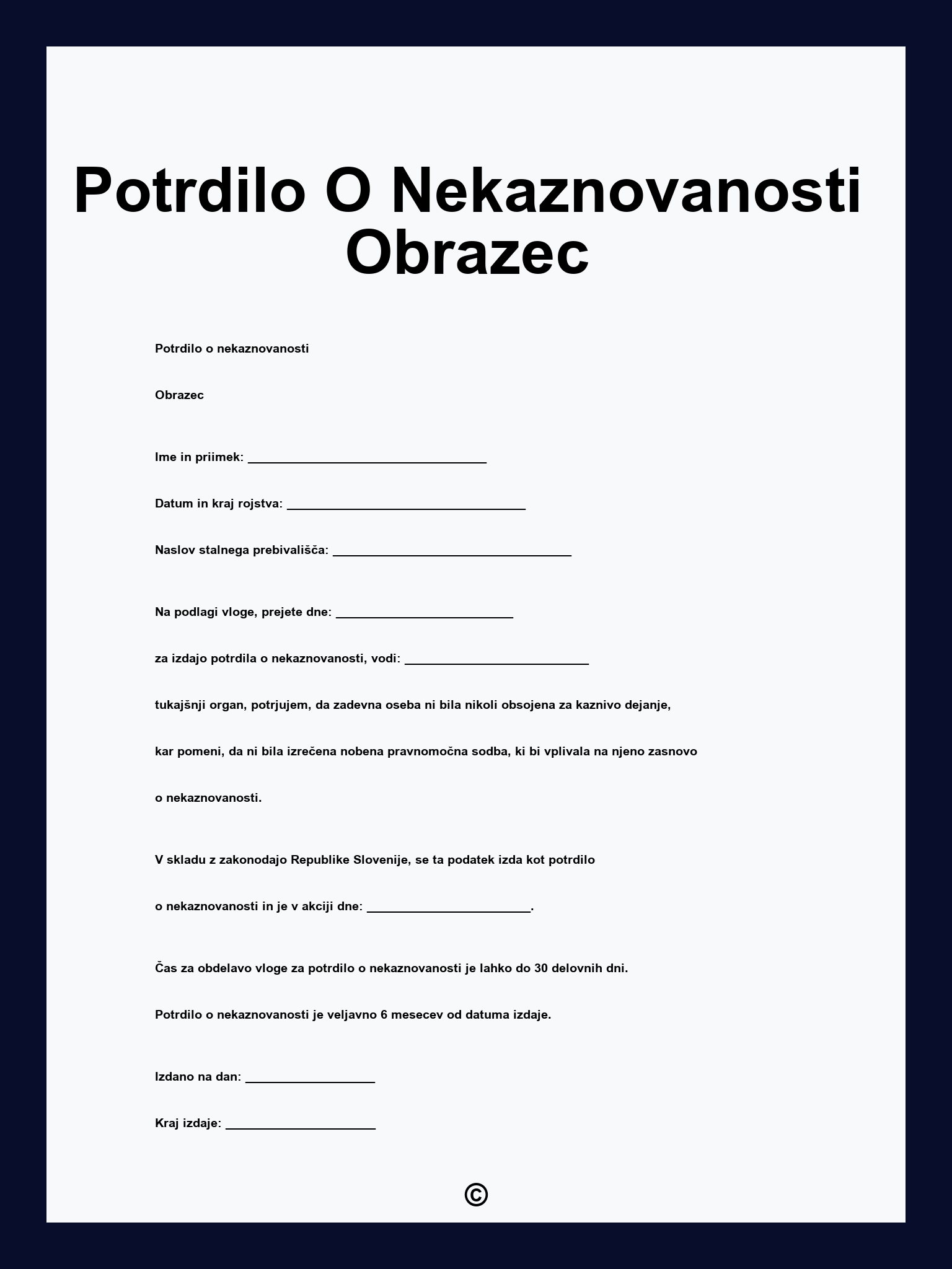 Potrdilo O Nekaznovanosti Obrazec