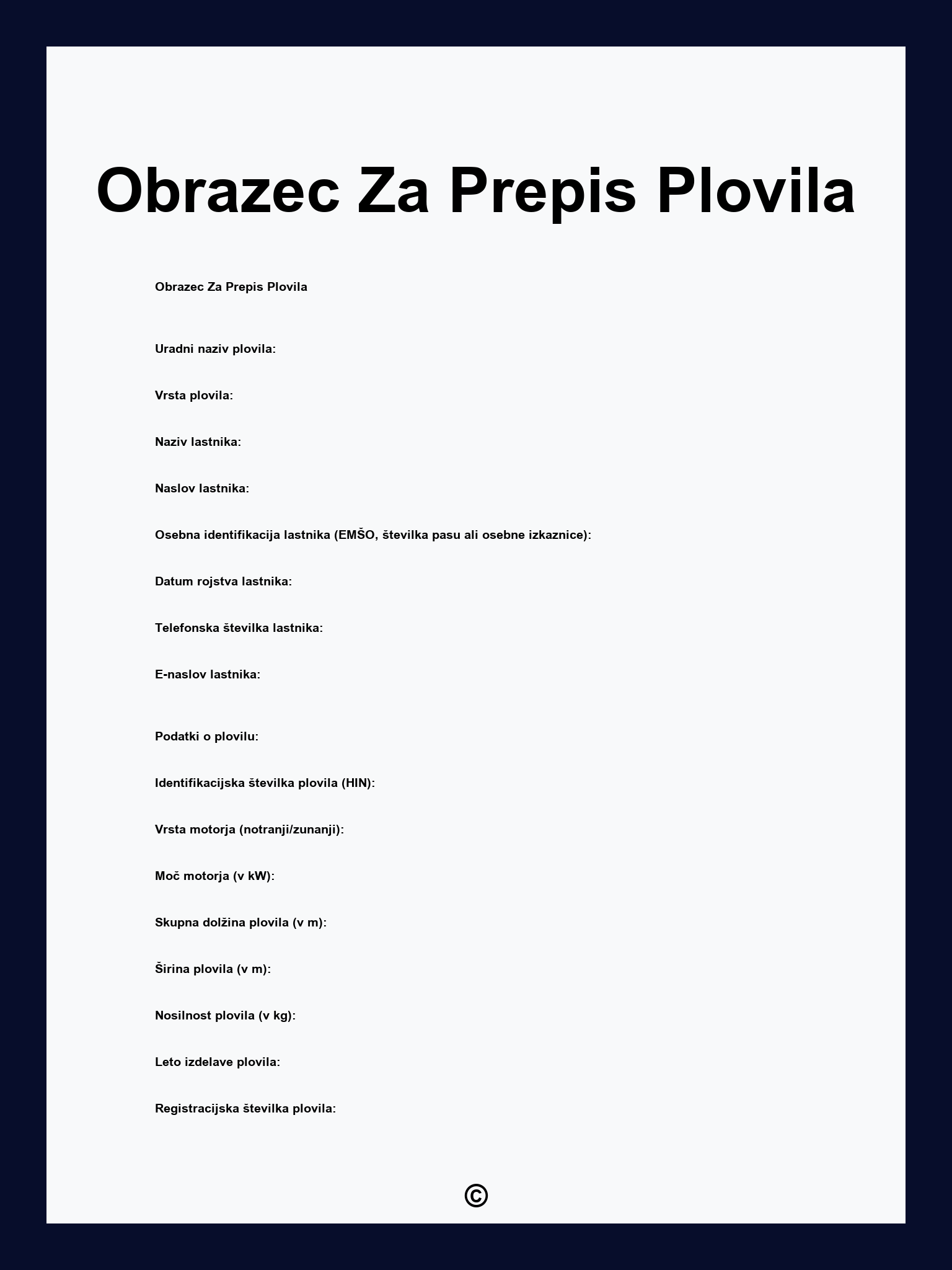 Obrazec Za Prepis Plovila