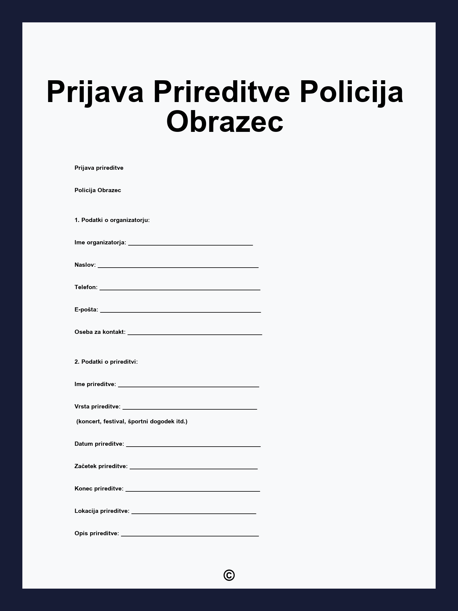 Prijava Prireditve Policija Obrazec