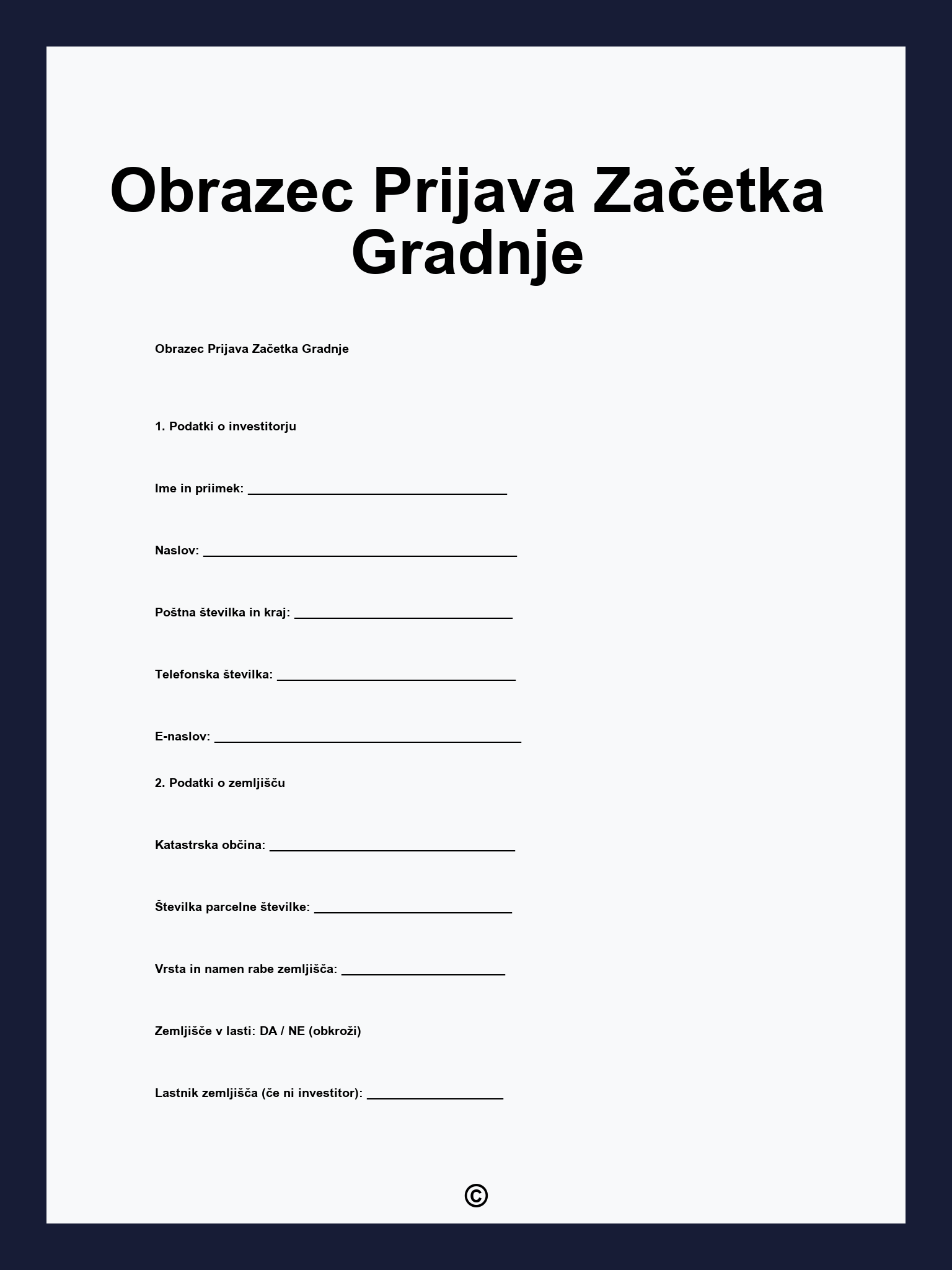 Obrazec Prijava Začetka Gradnje