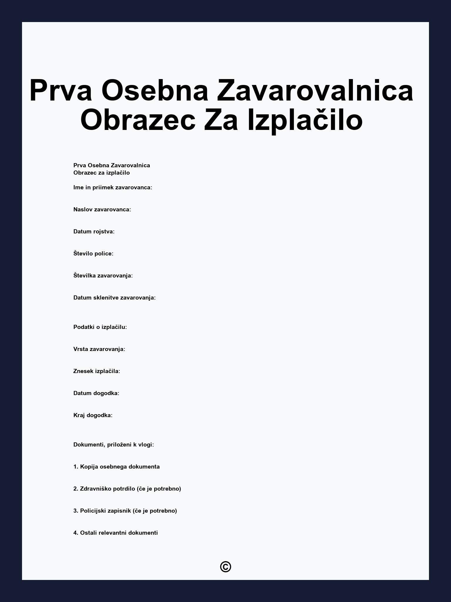 Prva Osebna Zavarovalnica Obrazec Za Izplačilo