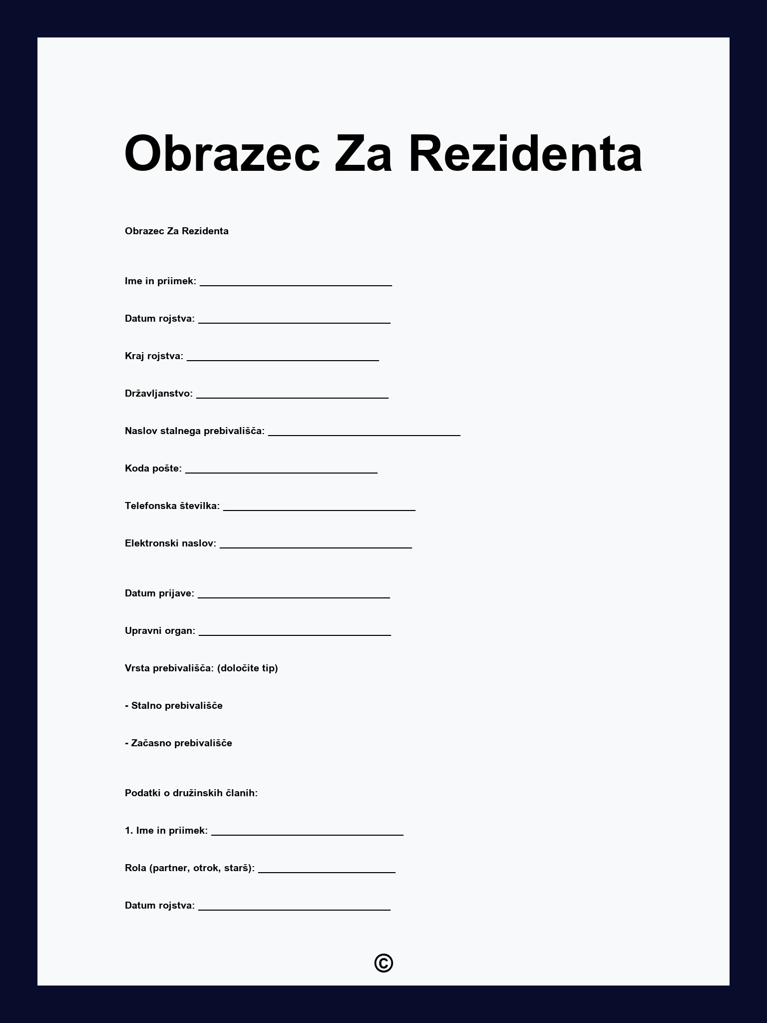 Obrazec Za Rezidenta