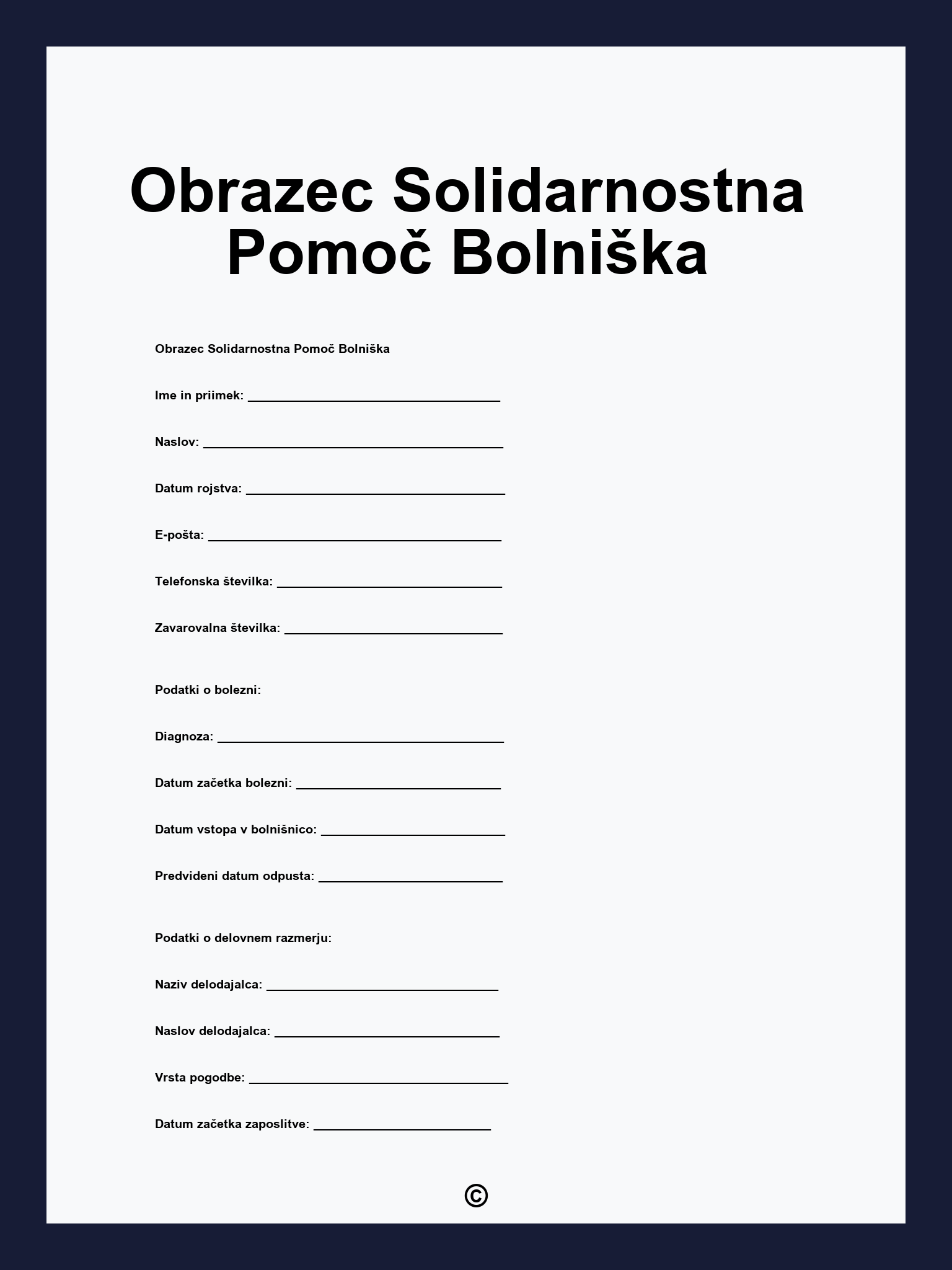 Obrazec Solidarnostna Pomoč Bolniška